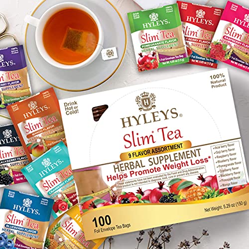Hyleys Slim Tea 9 Flavor Assortment 100 Ct Weight Loss Herbal