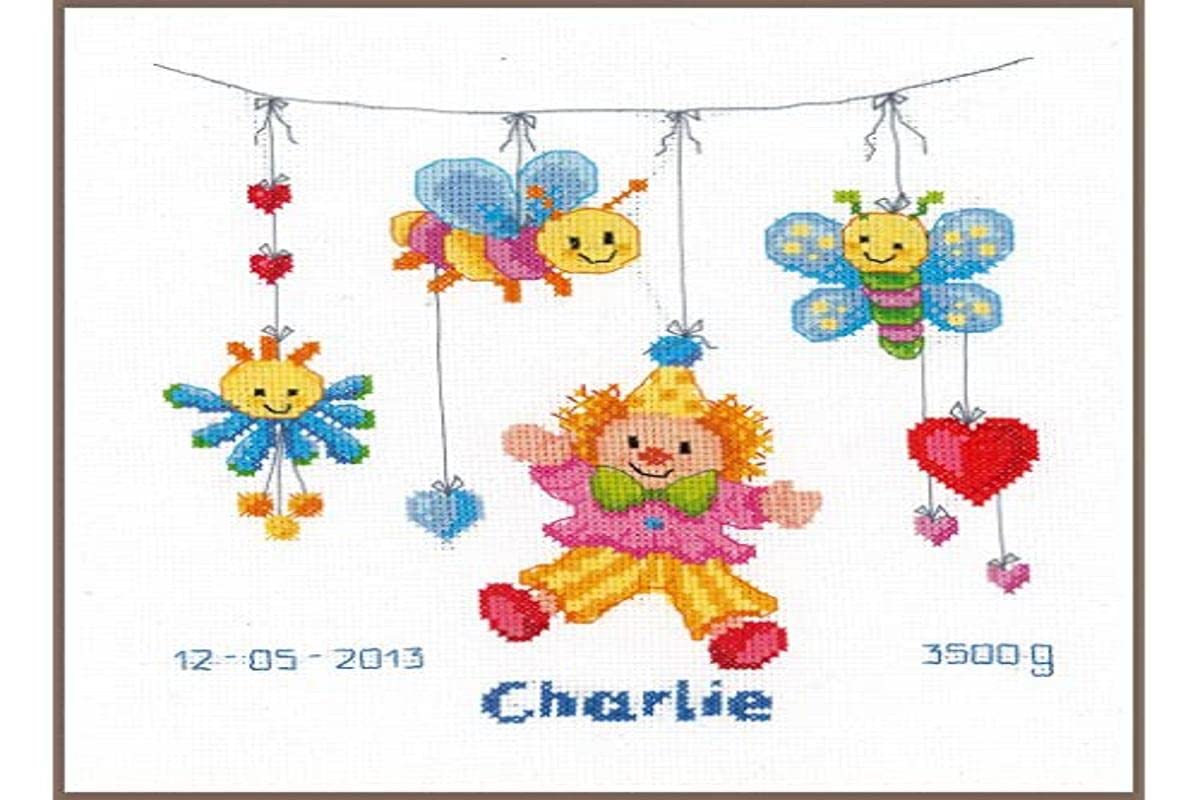 Vervaco Birth Record Clown Delight Counted X Stitch Kit, Multi-Colour