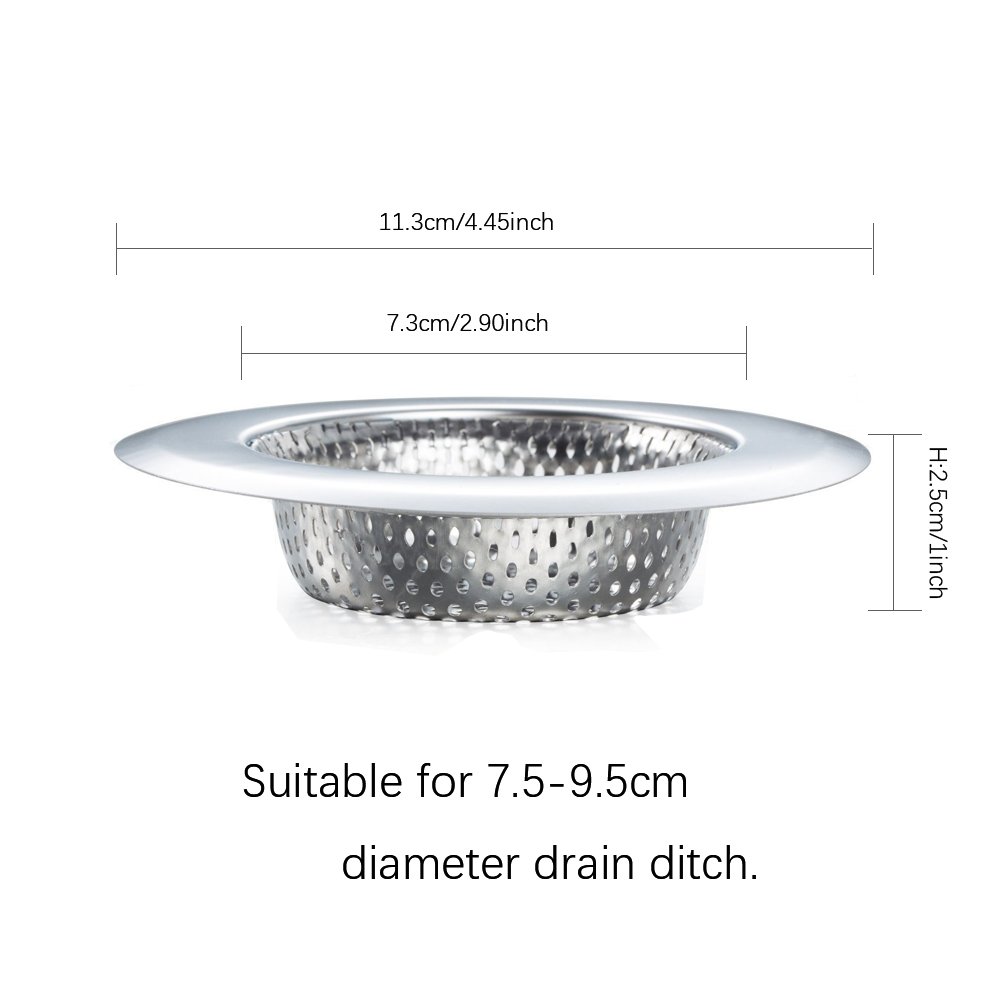 Supmaker Stainless Steel Kitchen Sink Strainer Plughole Filter Sink Plug Waste Stopper Pack of 2
