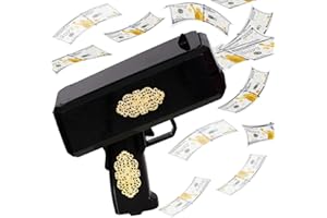 Lanxitown Money Gun with 200 Pcs Prop Paper（not Other Function） with Gold Floral Pattern Money Guns Prop Gun for Birthday Wedding Party Night Club