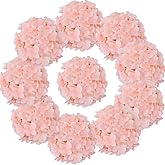 LUSHIDI Silk Hydrangea Heads with Stems Artificial Flowers Heads for Home Wedding Decor,Pack of 10 (Peach Pink)