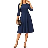 GRACE KARIN Work Dresses for Women 2025,3/4 Sleeve Church Dresses, A-line Fall Wedding Guest Dress with Pockets