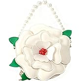 ZGRJSZDD Women PU Leather Floral Handbag Crossbody Shoulder Bag Pearl Chain Valentine Purse for Girls