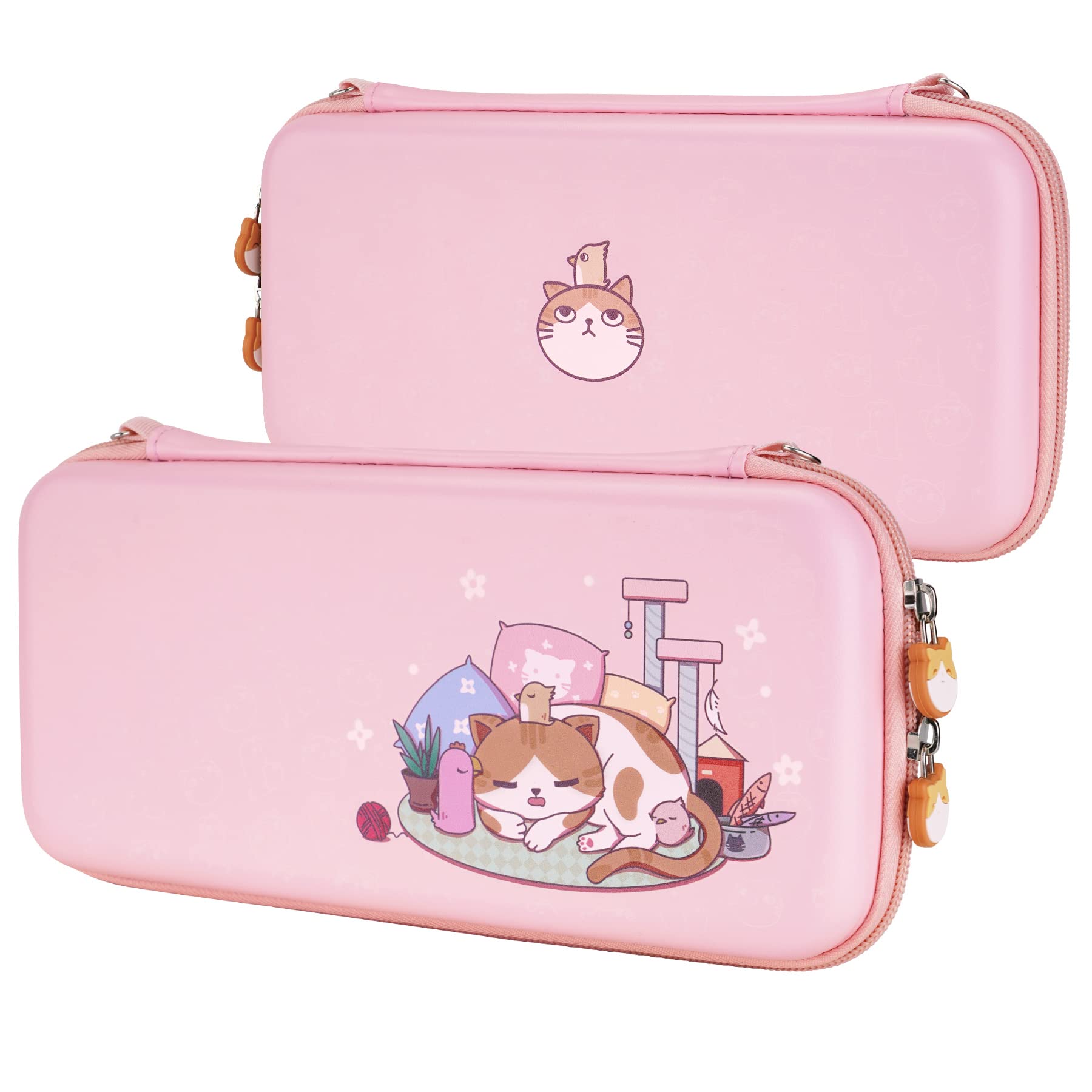 playvital Pink Cute Carrying Case for Nintendo Switch & Switch OLED, Portable Travel Storage Case for Switch
