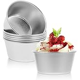 Cabilock Non-Stick Coating Pudding Cups 6-Pack Round Mini Bakeware 2.64 Inch High-Temperature Resistant Muffin and Dessert Molds for Home Baking
