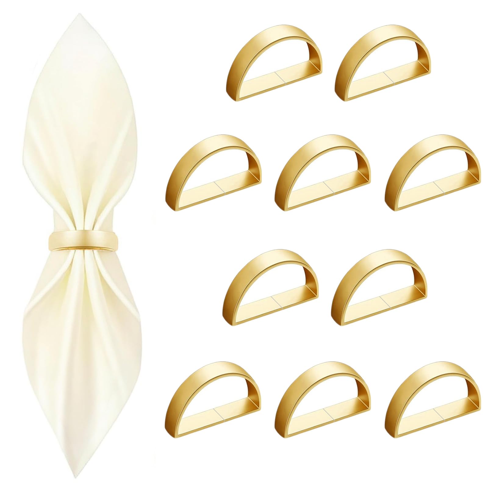 Photo 1 of 10 Pcs Gold Napkin Rings - Metal Napkin Ring(Semicircle) Stainless Steel Napkin Rings for Table Settings Wedding Christmas Party Dinner Table