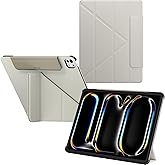 SwitchEasy Origami 2024 Case for iPad Pro 11' - Protective Case with Pencil Holder, Multi-Angle Stand, Morandi Cover, Apple Pencil Pro Charging, Starlight White