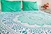 Majestic Mint Mandala Tapestry Bedding with Pillow Covers, Bohemian Hippie Wall Hanging, Picnic Blanket or Beach Throw, Indian Hippy Mandala Bedspread for Bedroom Decor, Queen Size Teal Boho Tapestry