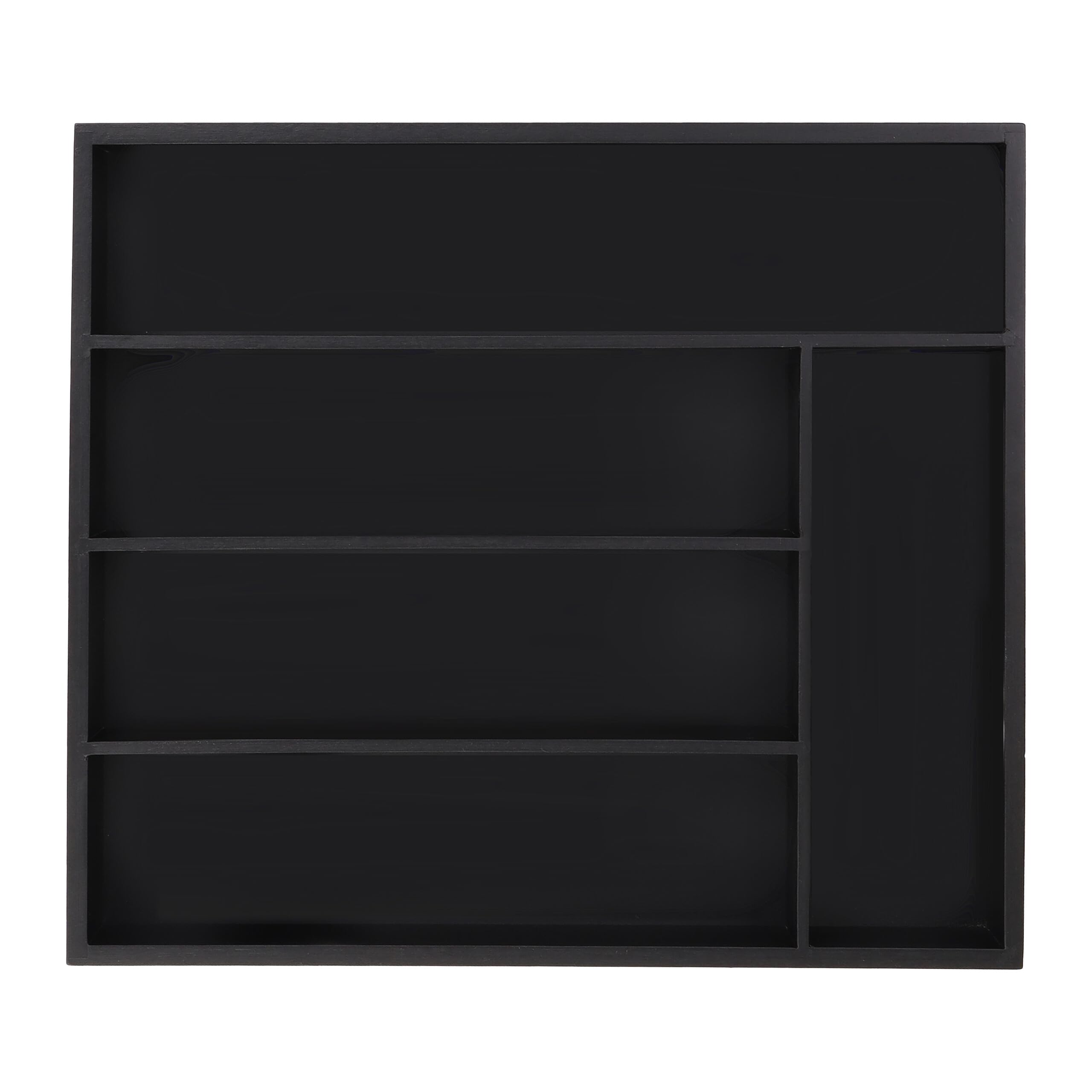 Relaxdays Bamboo Cutlery Tray, 5 Compartments, HWD: 5 x 34 x 30 cm, Kitchen Drawer Insert, Silverware Organiser, Black