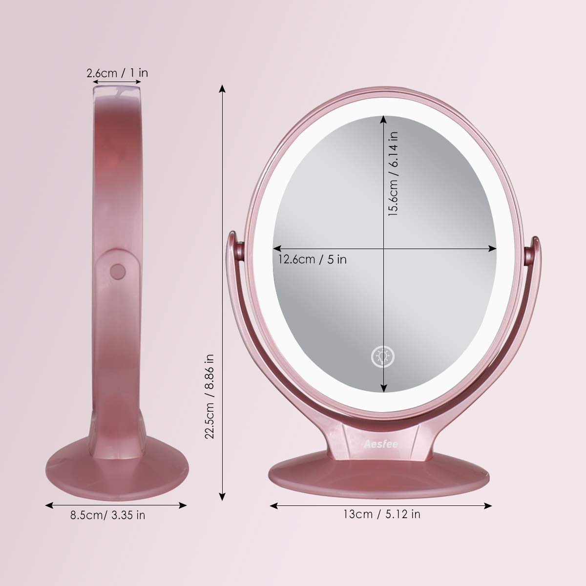 LED Lighted Makeup Vanity Mirror Rechargeable,1x/7x Magnification