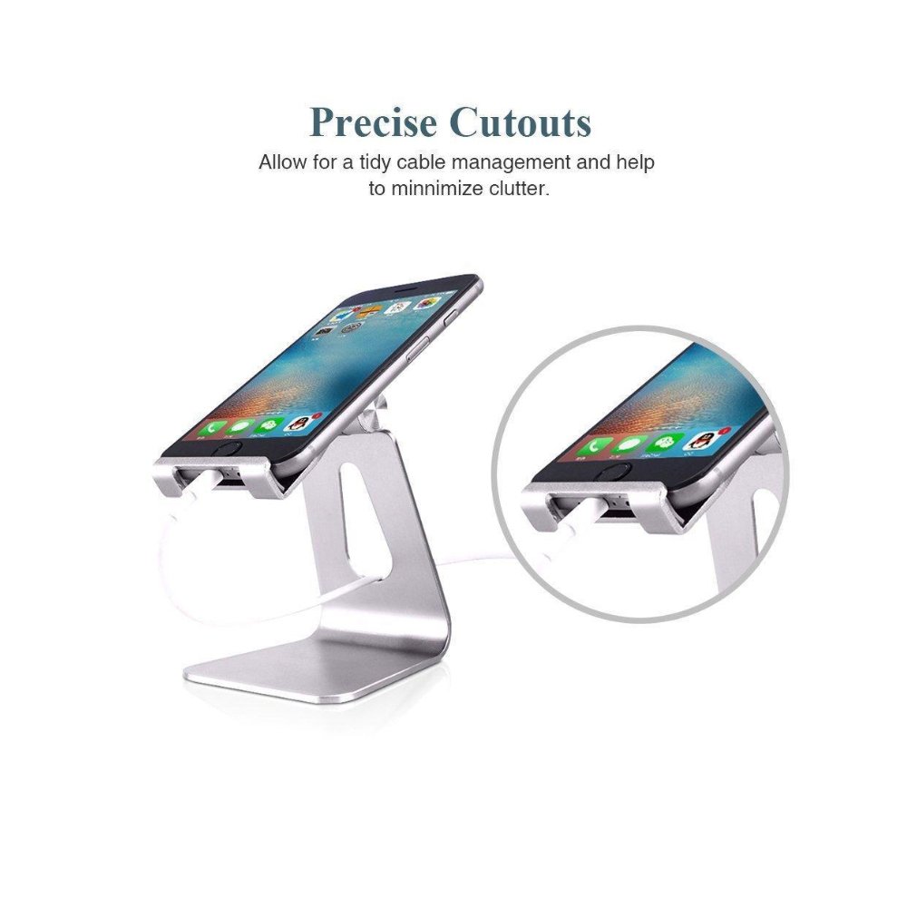 Cell Phone Stand, ixaer S1 Dock : Cradle, Holder, Stand For Switch, all Android Smartphone, iPhone 6 6s 7 8 X Plus 5 5s 5c charging, Accessories Desk - Sliver