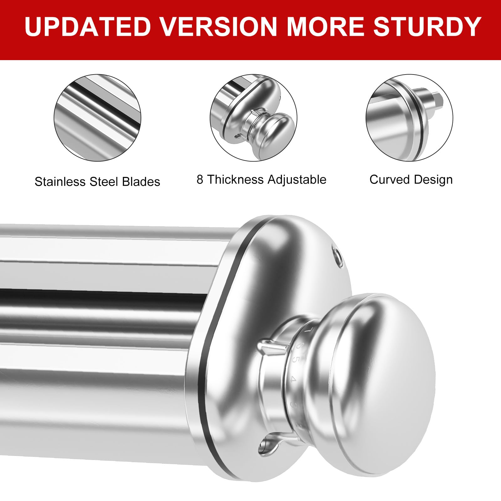 Pasta Roller for Kitchenaid Stand Mixer, Stainless Steel pasta roller kitchenaid attachment with 8 Adjustable Thickness Knob, Dough Pasta Roller kitchenaid pasta roller attachment for Raviolis Pasta