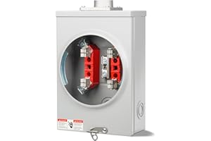 JINDOUZI 125 Amp Meter Socket, 4 Jaw Meter Base, 600V 3 Wire Ringless Type, with Horn Bypass Meter Cover Plate, Suitable for Overhead/Underground Feed