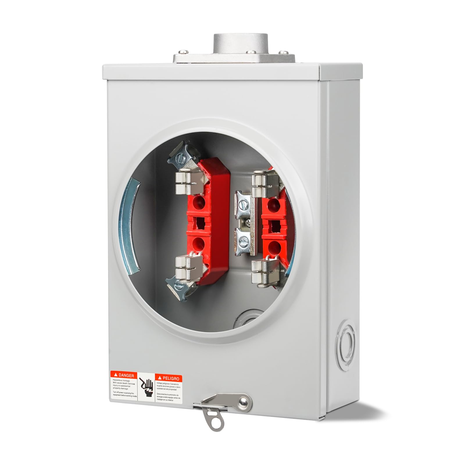 Photo 1 of 125 Amp Meter Socket, 4 Jaw Meter Base, 600V 3 Wire Ringless Type, with Horn Bypass Meter Cover Plate, Suitable for Overhead/Underground Feed