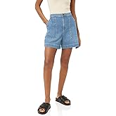 PLNOTME Womens Casual High Waisted Denim Shorts Wide Leg Summer Jean Shorts with Pockets