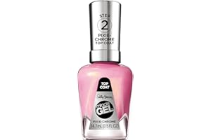Sally Hansen Miracle Gel Nail Polish Special Effect Top Coat | Salon Quality, Gel-Like Formula, Two-Step System, No UV Light Needed, Long Lasting | 111 Pixie Chrome | Sheer Glittery Pink Nail Polish