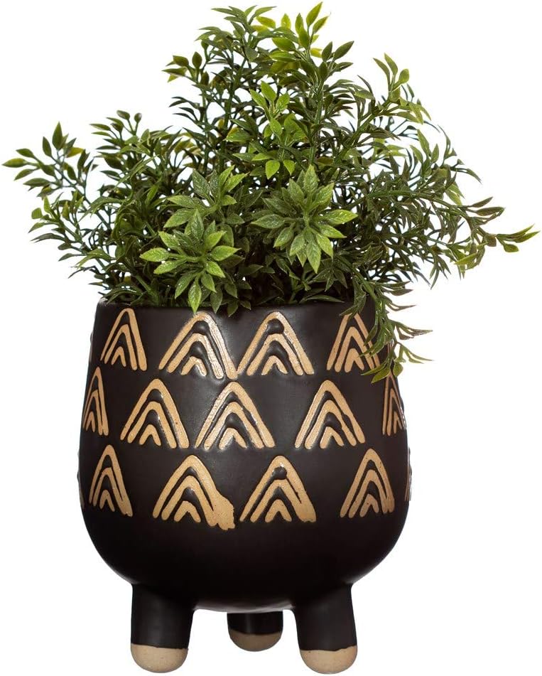 Sass & Belle Wax Resist Triangles Black Leggy Planter - Image 3