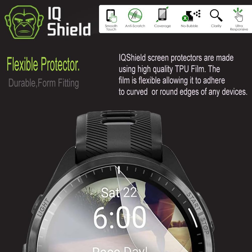 IQShield Screen Protector Compatible with Garmin Forerunner® 970/570/965 (47mm) (6-Pack) Ultra Thin, Anti-Scratch Anti-Bubble Clear TPU Film