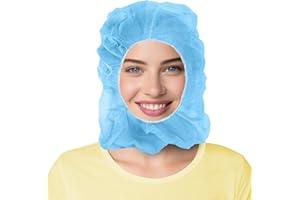 AMZ Medical Supply Blue Disposable Hood Caps, One Size. Pack of 1000 Polypropylene Disposable Hoods with Elastic Edge. Breathable Full Face Hair Net. Protective Caps Hoods Hairnets