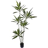 Artificial Cordyline Plant, 6 Ft Tall Green Leaves, 5 Stems with Pot, Indoor Decorative Tree(Green)