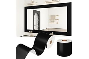 WESTICK Black Mirror Frame Border Wallpaper Borders Peel and Stick Mirror Edge Trim Decorative Waterproof for Bathroom Kitchen Thick Matte Black Bulletin Board Borders Removable Wall Border 3.94"x160"