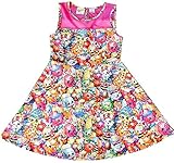 Shopkins Girls' Scuba Skater Dress w/Mesh Illusion Neckline Pink