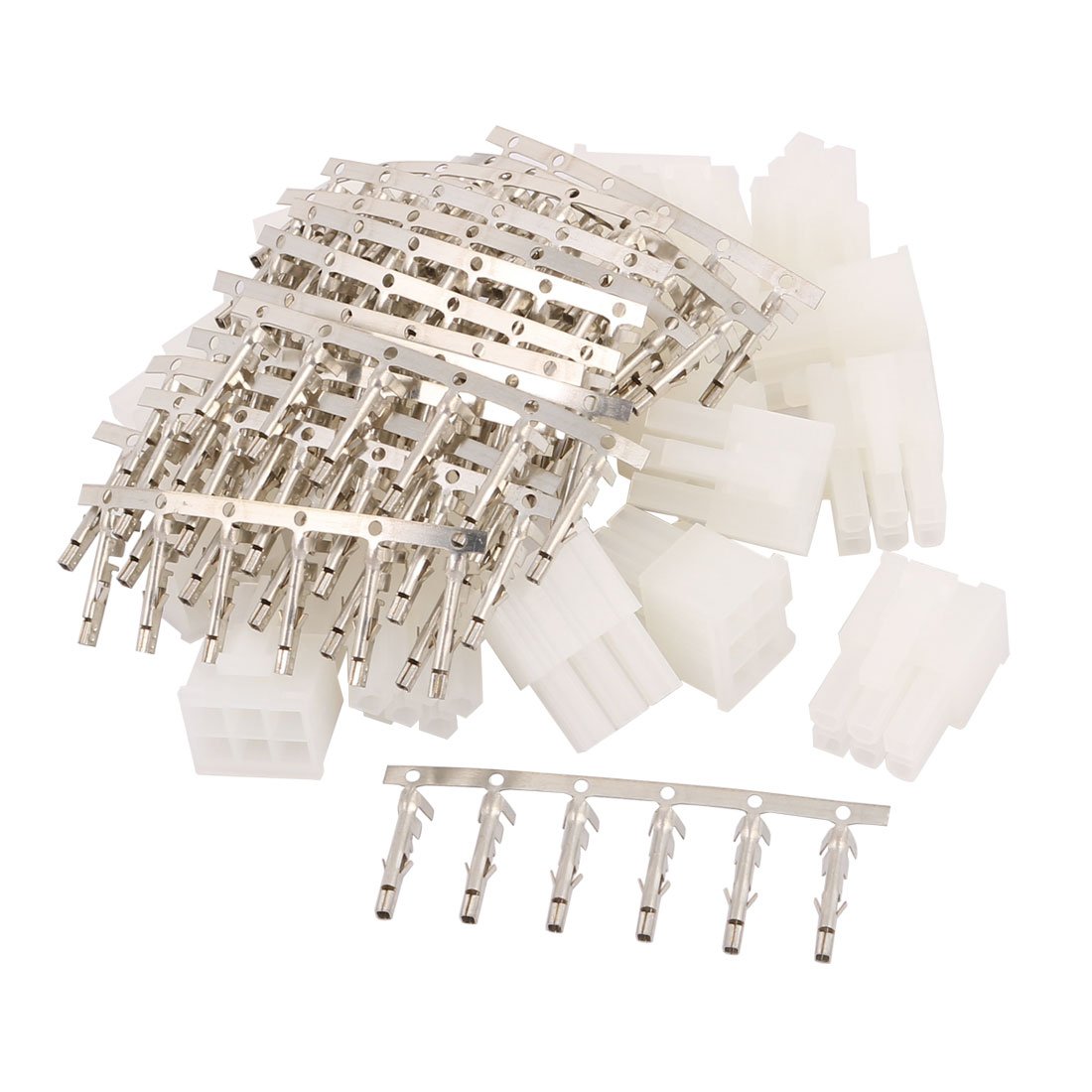 sourcingmap 20 Sets White Plastic Dual 6 Pin Male 4.2mm Pitch + 6 Pin Terminal PC PSU ATX Connector