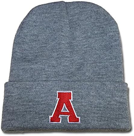 YUGY The 26 English Letters Letter A Logo Beanie Fashion Unisex Embroidery Beanies Skullies Knitted Hats Skull Caps Grey