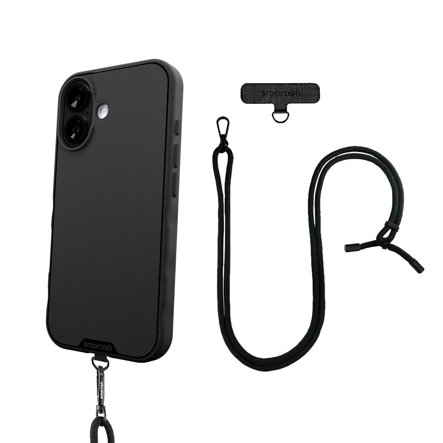 Smartish® iPhone 17 MagSafe Case + Crossbody Lanyard Strap - Thin Grip Cover with Universal Detachable Shoulder Neck Strap for Apple iPhone 17 - Black Tie Affair