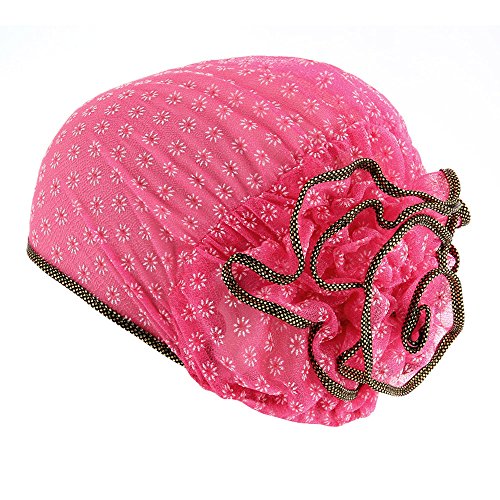 TOOPOOT Muslim Women's Cap Silk Yarn Turban Cancer Chemo Hats Loss Head Scarf Wrap Cap (Hot Pink)