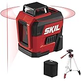 SKIL 65ft. 360&deg; Red Self-Leveling Cross Line Laser Level with Horizontal and Vertical Lines Rechargeable Lithium Battery USB Charging Port, Compact Tripod &amp; Carry Bag Included - LL932201