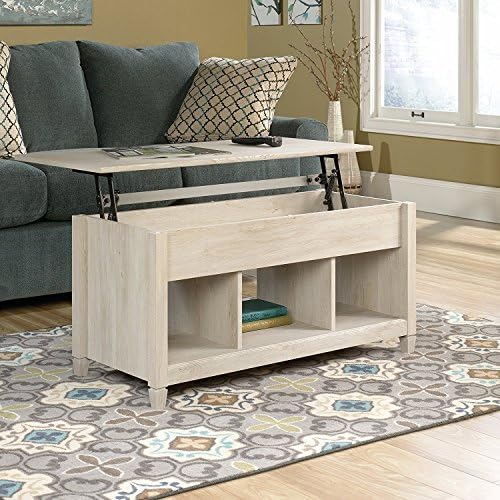 sauders Premium Coffee Table with Hidden Lift Top and Lower Storage Compartment for Contemporary Home and Living Room (Chalk Walnut)