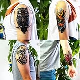 Dalin 4 Sheets Temporary Tattoos, Lotus, Owl, Skull