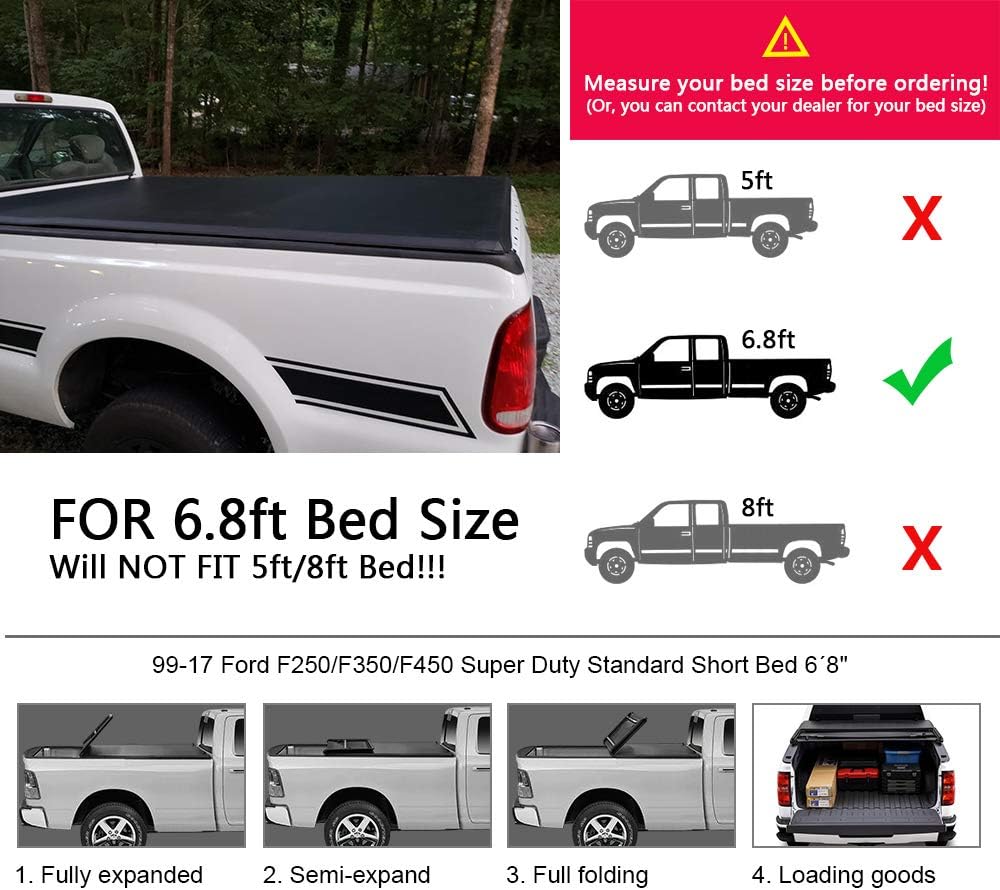 Fit 1999 2017 Ford F250 F350 F450 8ft Bed Tri Fold Soft Tonneau Cover Assemble Truck Bed Accessories Auto Parts And Vehicles Tamerindsa Com Ar