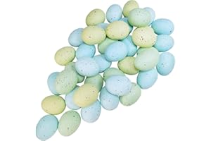 Juinrinet 40 Pcs Easter Eggs Artificial Speckled Foam Eggs Pastel Green Blue Decorative Eggs 2.1in for Neutral Easter Table D