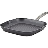 Anolon Accolade Forged Hard Anodized Nonstick Square Grill Pan/Griddle with Spouts, 11 Inch - Moonstone Gray