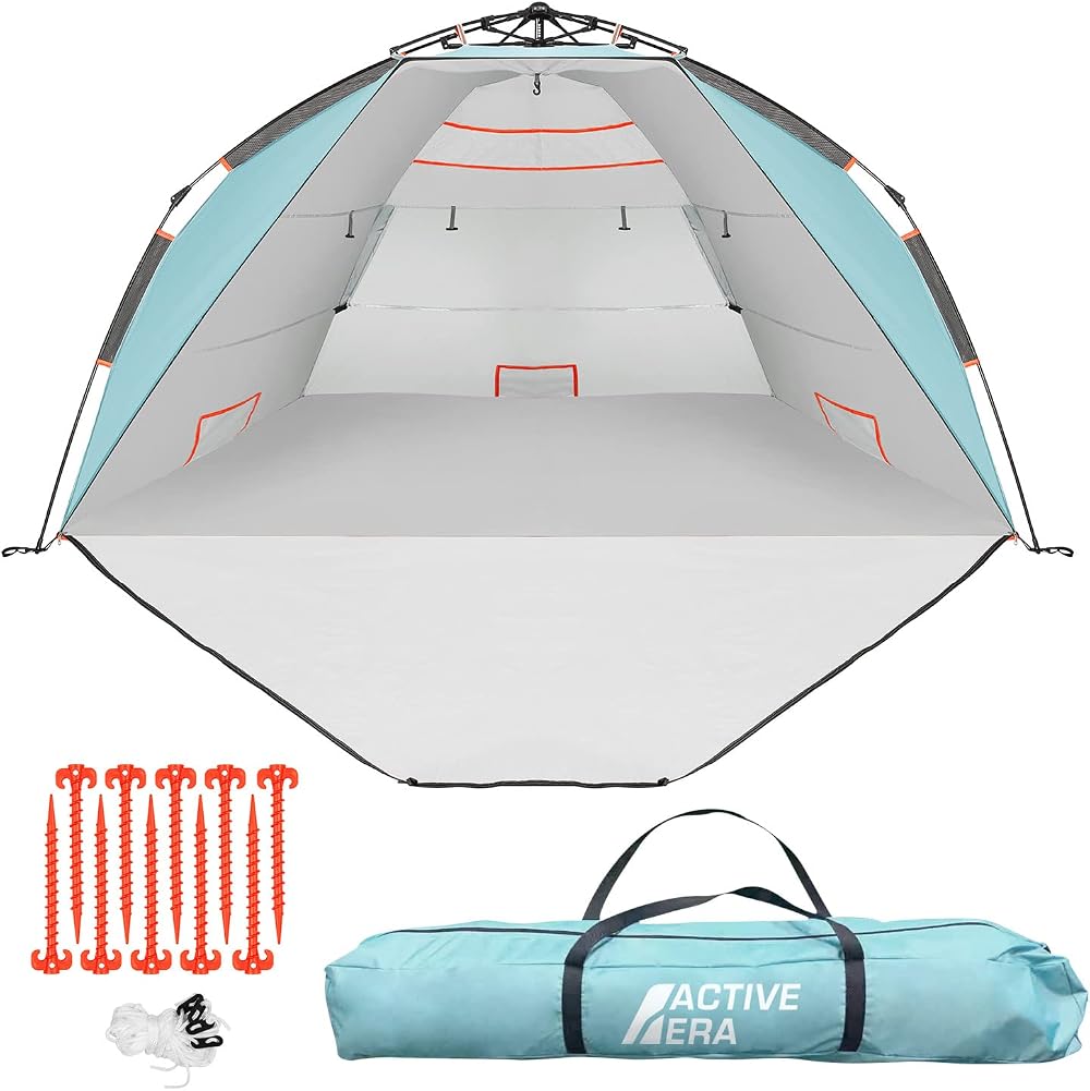 Active Era Luxury Beach Tent 3-4 Person Sun Shelter UPF 50+ Easy Pitch