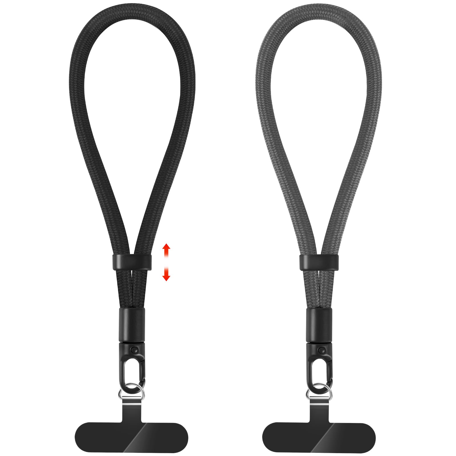 Photo 1 of knIykmr Phone Lanyard, 2 Pack Adjustable Cell Phone Lanyard Strap, Hand Wrist Strap Lanyard with Tether Tabs for Smartphones (Black+Grey)