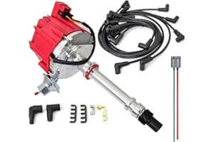 CNPAPC GM08 Performance HEI Distributor &Wire Kit including Compatible with Chevy 305 454 Chevrolet C10 P10 K10 GMC SBC BBC Oldsmobile Pontiac 262 267 307 327 350 5.0L 5.7L 6.6L 7.4L 4.3L