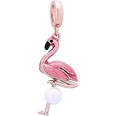 Rose Gold 925 Sterling Silver Flamingo Charm fit Pandora Charms Bracelet Animal Birds Charm for Women Christmas Mothers Day Birthday Gift