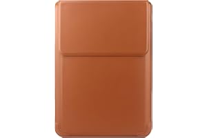 Teanea Faux Leather Waterproof Slim Laptop Sleeve Case with Stand 15-16 inch, Brown