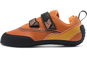 GVONG Climbing Shoes Mens Light Anti-Slip Indoor Outdoor Rock Climbing Sneaker for Beginners Professional Climbers (Orange, Adult, Men, 9.5, Numeric, US Footwear Size System, Medium)