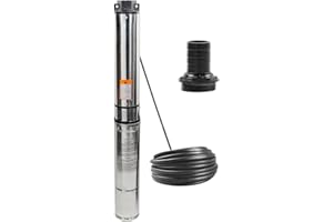 iMeshbean® Submersible Well Pump, 4" Deep Well Pump Stainless Steel with 100' Power Cord, Heavy Duty (2HP-AC220V+ 100ft Power Cord)