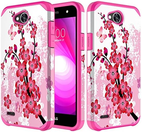 LG X Power 2 / LG X Charge / LG Fiesta LTE Dual Layer Protection Hybrid Slim Case Cover (Japanese Flower)
