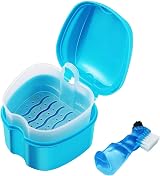 Keedolla Denture Cup Orthodontic Retainer Case Blue with Brush Basket Lid view 1