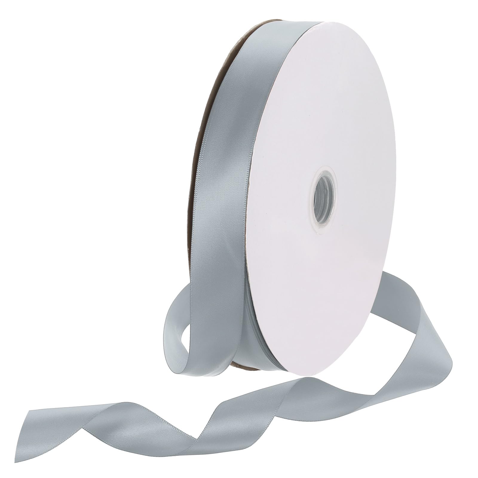 Rebower 25mm Satin Ribbon 91m Thick Double Face Grosgrain Silk Ribbon, [for Gift Wrapping, Hair Bows, Wedding, Cake, Flower] - 100 Yard/300ft/ Steel Grey