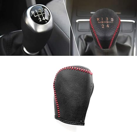 Amazon にとって Mt ヒュンダイ Verna 10 16 Mt Verna 14 16 レザー 車のギアシフトレバーカバー 滑り止め 耐摩耗性 手動自動 シフターヘッドプロテクター 赤 タイプ B シフトノブ 車 バイク