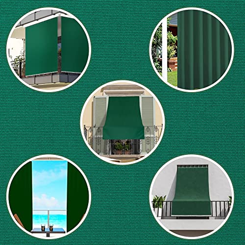 Outdoor Sun Awning Balcony Terrace Porch Gazebo with Rings and Hooks for Application, Durable and Washable, 100% Durable Polyester, Solid Colour (145 x 290, Green)