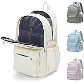 Lendolk School Backpack for Teen Girls Lightweight College Backpack Women Travel Backpacks Waterproof High School Bookbag for Men Classic Casual Daypacks(Beige)