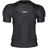 Eicolorte Men's Padded Compression Shirt Football Chest Rib Protector Heart Sternum Guard Impact Shirts Short Sleeve Protective Shirt for Adult Rugby Basketball Baseball Softball